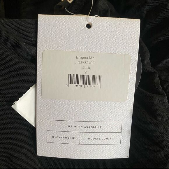 Nookie Enigma Mini Dress Black Long-Sleeve mesh ruched Revolve S New - Picture 6 of 9